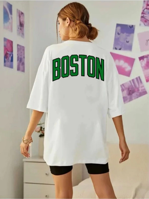 Unisex Kadın/Erkek Celtic Boston Özel Baskılı Renkli Oversize Penye T-Shirt
