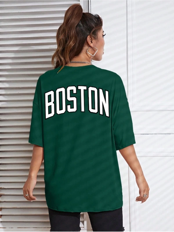 Unisex Kadın/Erkek Celtic Boston Özel Baskılı Renkli Oversize Penye T-Shirt