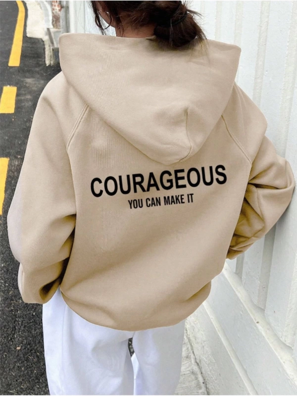 Unisex Kadın/Erkek COURAGEOUS Özel Baskılı Oversize Kapüşonlu Sweatshirt