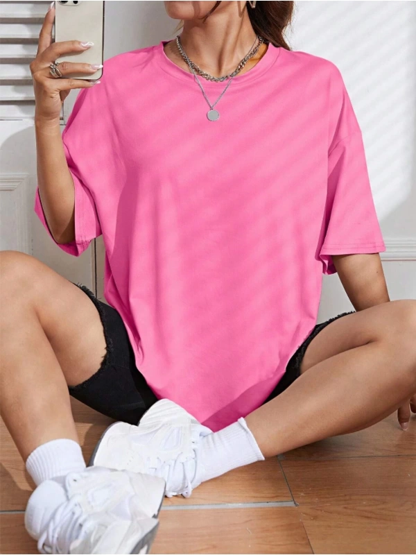 Unisex Kadın/Erkek Düz Renkli Özel Baskılı Oversize Pamuk Penye Bisiklet Yaka T-Shirt