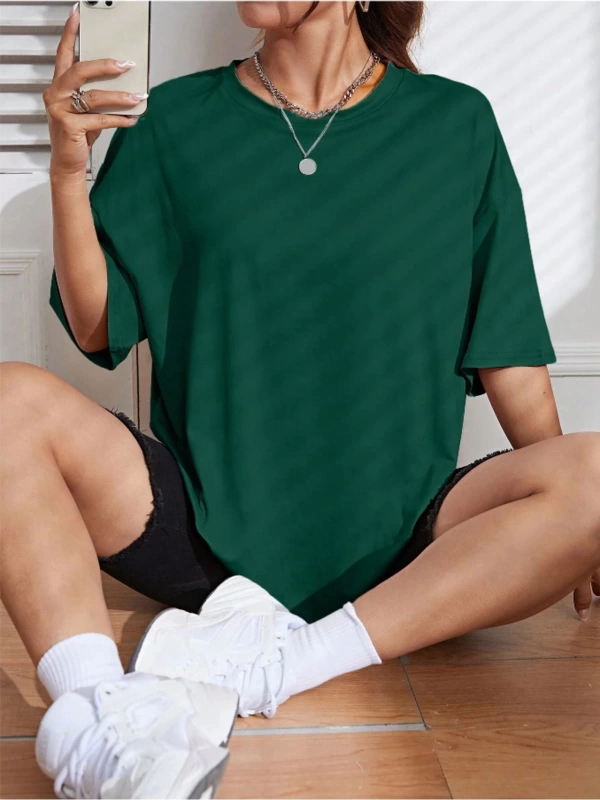 Unisex Kadın/Erkek Düz Renkli Özel Baskılı Oversize Pamuk Penye Bisiklet Yaka T-Shirt