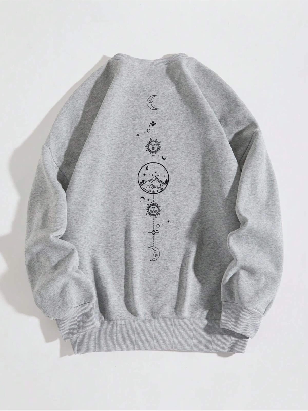 Unisex Kadın/Erkek Grafik Desenli Düşük Omuzlu Sweat