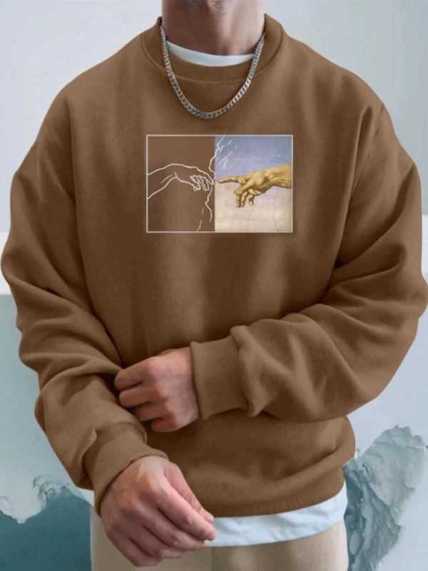 Unisex Kadın/Erkek Hands Renkli Oversize Bisiklet Yaka Pamuklu Sweatshirt