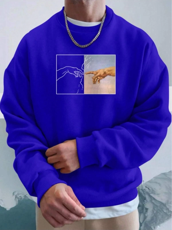 Unisex Kadın/Erkek Hands Renkli Oversize Bisiklet Yaka Pamuklu Sweatshirt