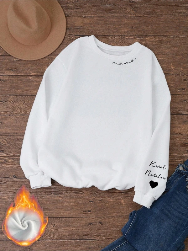 Unisex Kadın/Erkek Harfli ve Kalp Grafikli Sweat