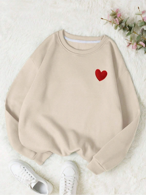 Unisex Kadın/Erkek Kalp Baskılı Sweat