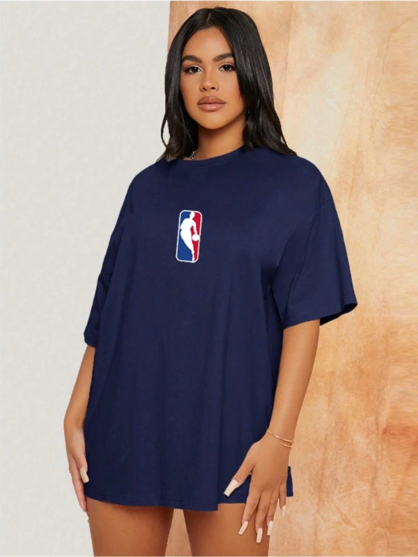 Unisex Kadın/Erkek NBBAA Özel Baskılı Renkli Oversize Penye T-Shirt
