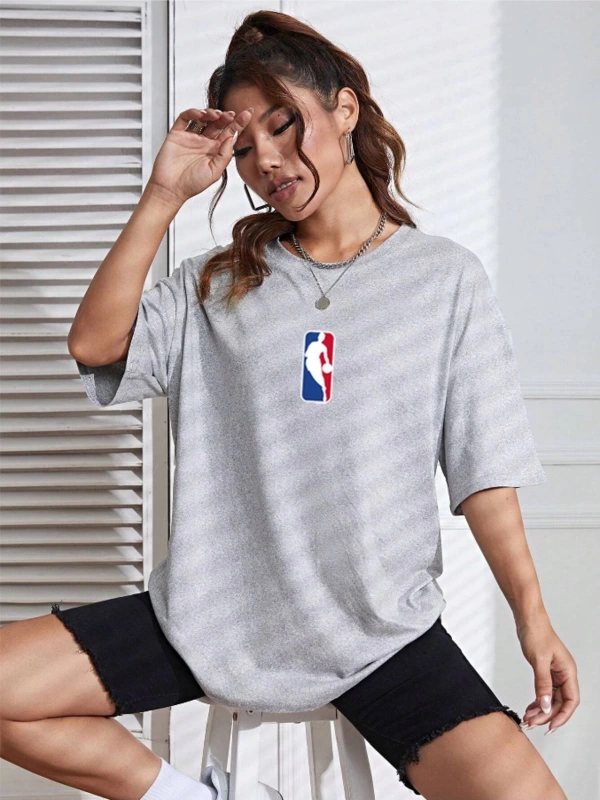 Unisex Kadın/Erkek NBBAA Özel Baskılı Renkli Oversize Penye T-Shirt