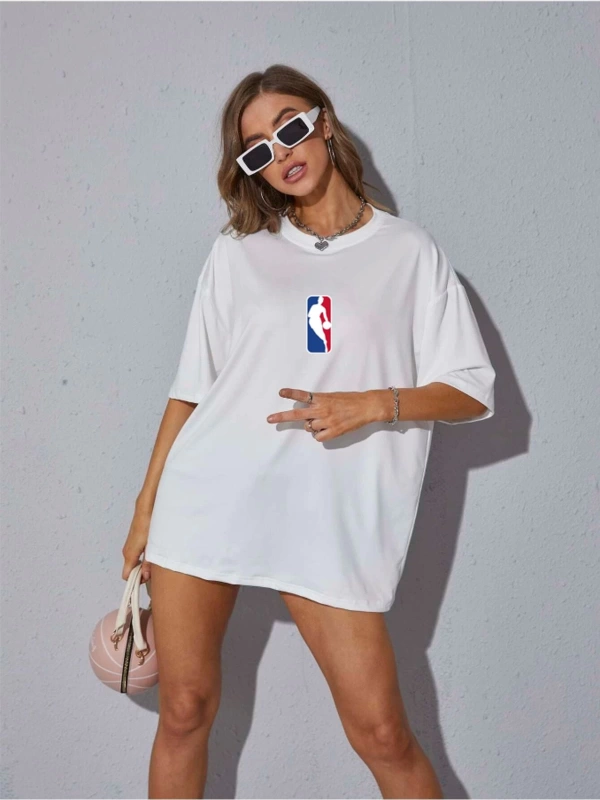 Unisex Kadın/Erkek NBBAA Özel Baskılı Renkli Oversize Penye T-Shirt