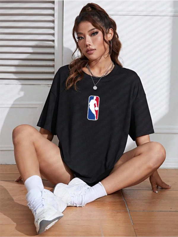 Unisex Kadın/Erkek NBBAA Özel Baskılı Renkli Oversize Penye T-Shirt