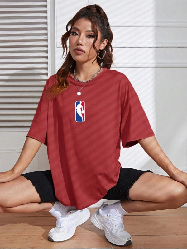 Unisex Kadın/Erkek NBBAA Özel Baskılı Renkli Oversize Penye T-Shirt