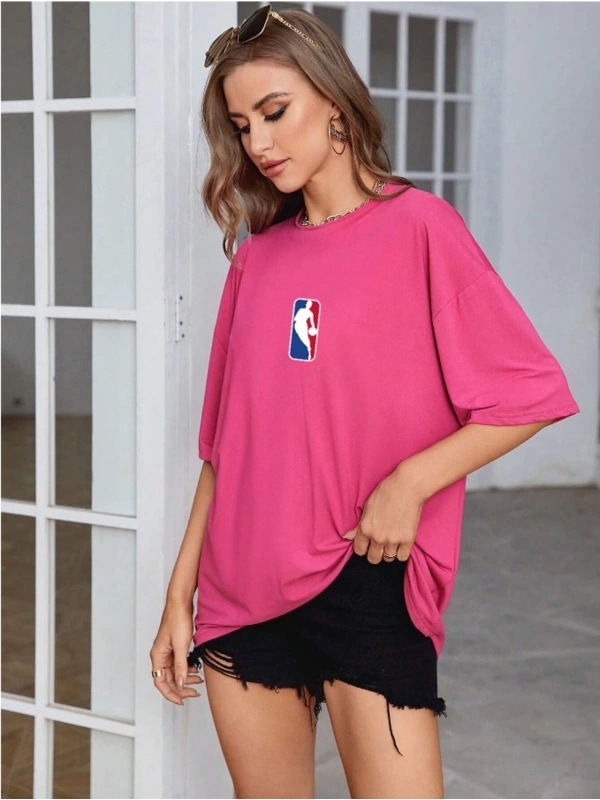 Unisex Kadın/Erkek NBBAA Özel Baskılı Renkli Oversize Penye T-Shirt