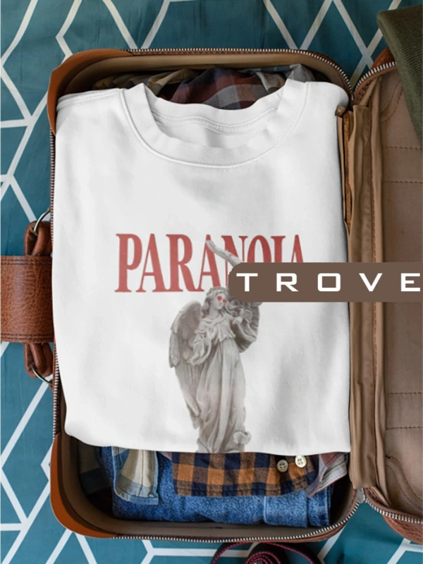 Unısex Kadın Erkek Paranoıa Mitoloji Heykel Standart Comfort Uzun Kollu %100 Pamuk Sweatshirt Beyaz