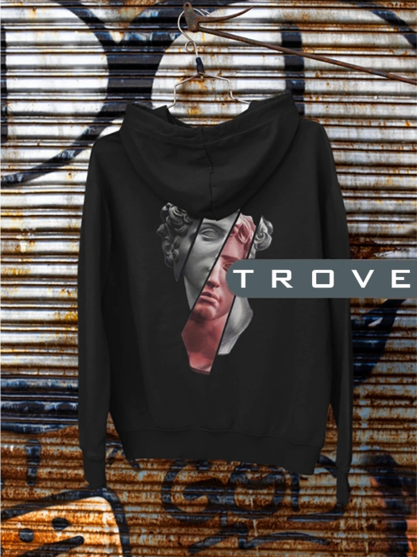 Unısex Kadın Erkek Sırt Ön Baskılı Mitoloji Uzun Kollu Kapüşonlu %100 Pamuk Sweatshirt Beyaz