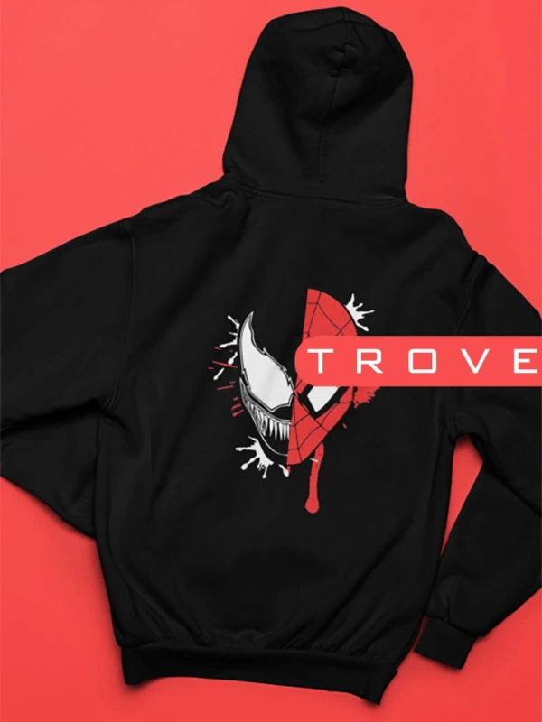 Unısex Kadın Erkek Spıder Ön Arka Sırt Baskılı Marvel Kapüşonlu Hoodie 100 Pamuk Tasarım Sweatshirt