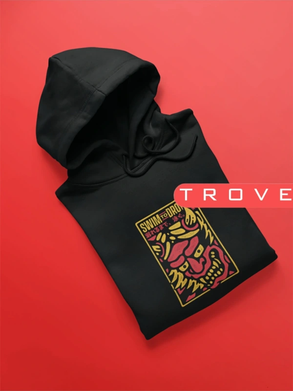 Unısex Kadın Erkek Swım To Drown Siyah Kapüşonlu Hoodie %100 Pamuk Tasarım Sweatshirt