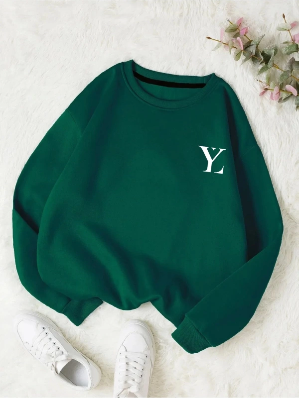 Unisex Kadın/Erkek Yasolin YL Özel Baskılı Renkli Oversize Bisiklet Yaka Pamuklu Sweatshirt