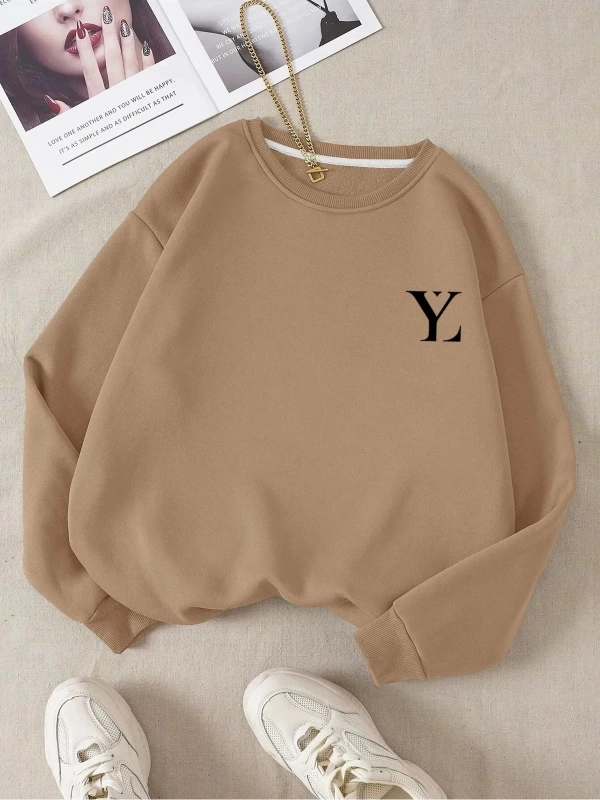 Unisex Kadın/Erkek Yasolin YL Özel Baskılı Renkli Oversize Bisiklet Yaka Pamuklu Sweatshirt