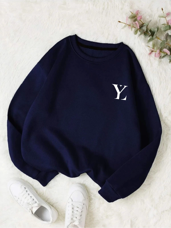 Unisex Kadın/Erkek Yasolin YL Özel Baskılı Renkli Oversize Bisiklet Yaka Pamuklu Sweatshirt
