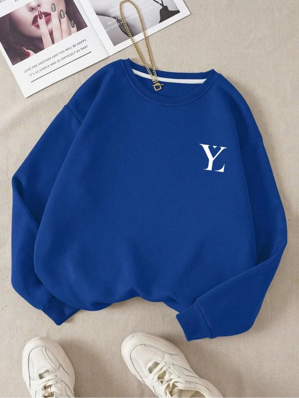 Unisex Kadın/Erkek Yasolin YL Özel Baskılı Renkli Oversize Bisiklet Yaka Pamuklu Sweatshirt