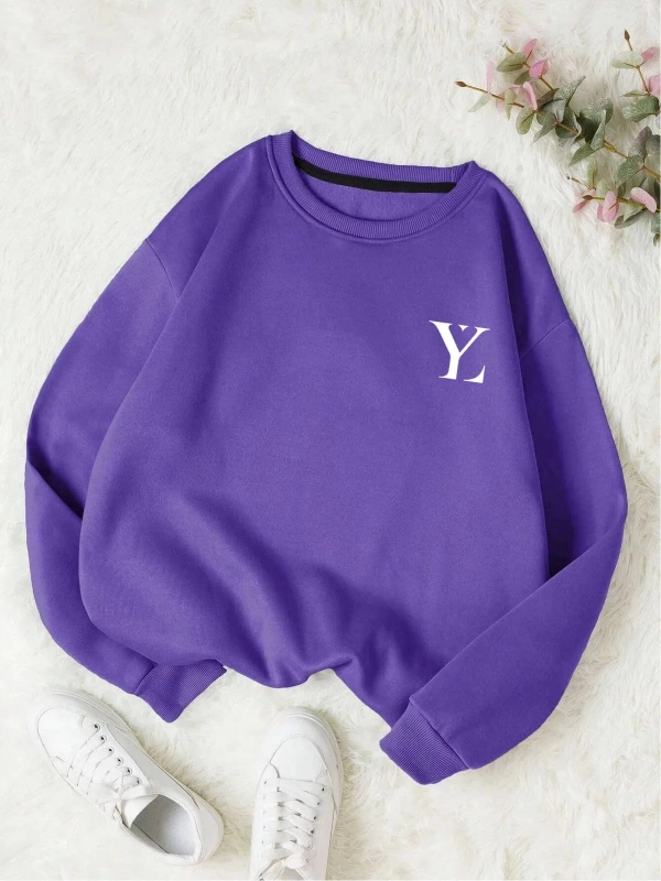 Unisex Kadın/Erkek Yasolin YL Özel Baskılı Renkli Oversize Bisiklet Yaka Pamuklu Sweatshirt