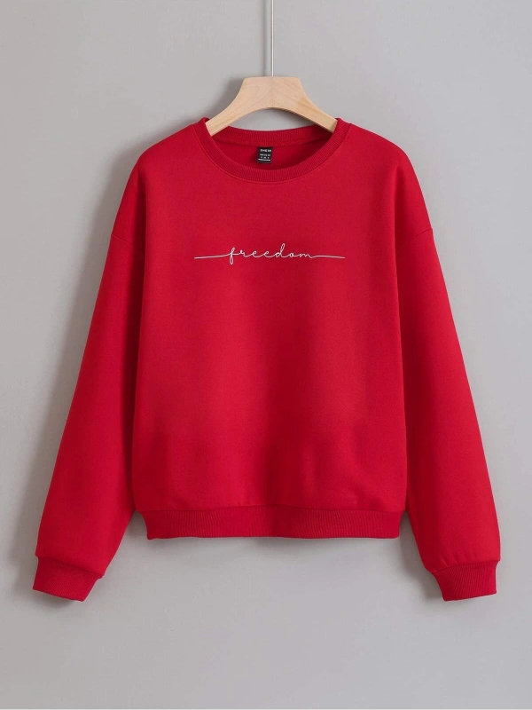 Unisex Kadın/Erkek Yazılı Baskılı Damla Omuz Sweat