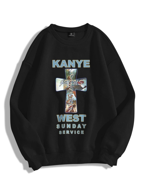 Unisex Kanye Sunday Service Bisiklet Yaka Sweatshirt