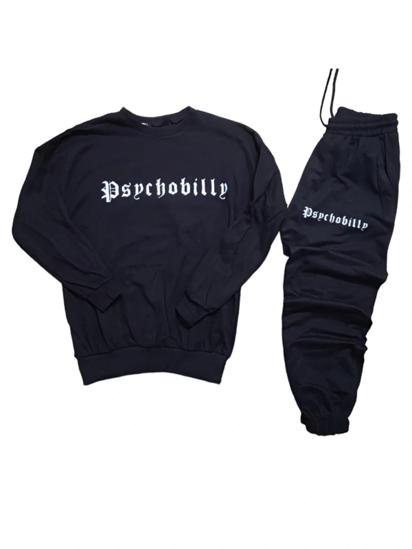 Unisex Kapüşonlu Siyah Sweatshirt ve Siyah Eşofman Altı 2li Set Alt Üst Takım ac