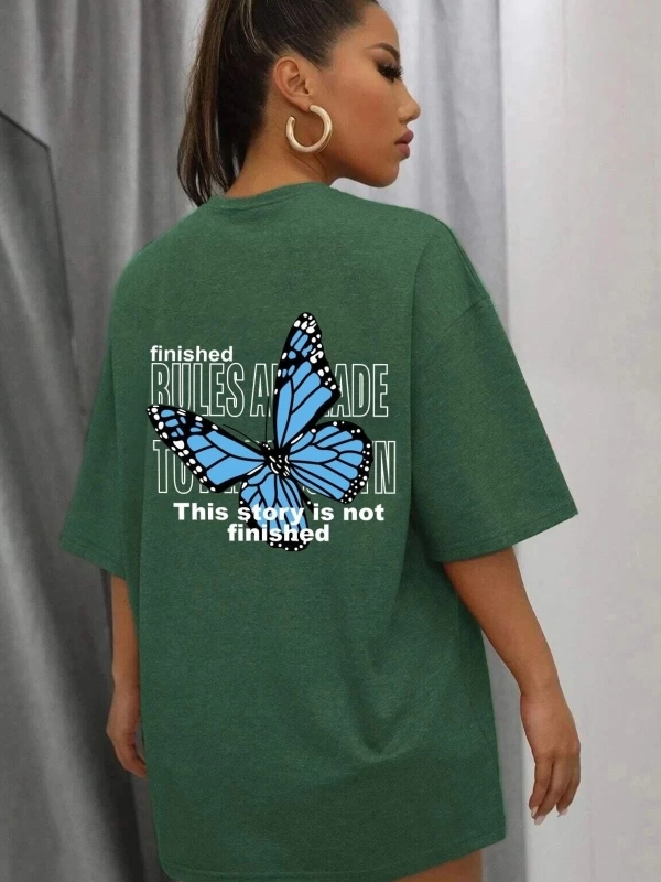 Unisex Kelebek Baskılı T-shirt