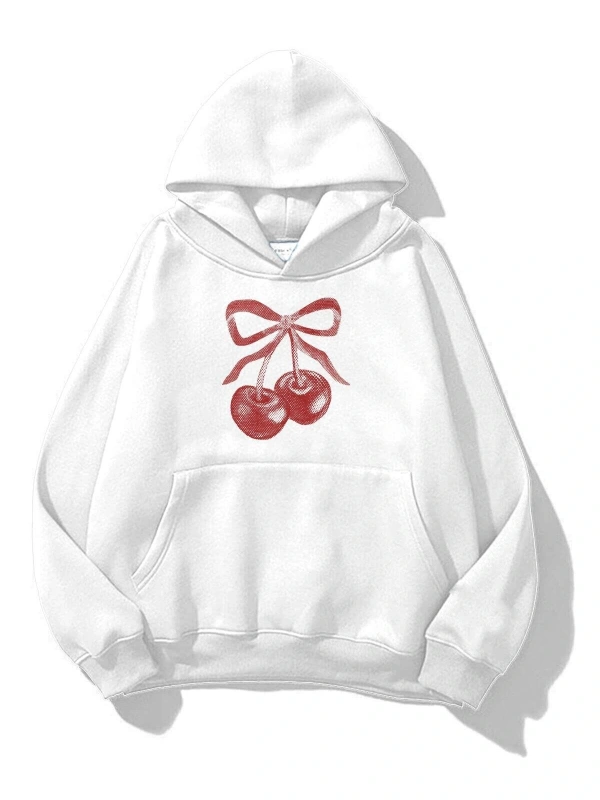 Unisex Kiraz Kurdele Tram Sweatshirt Beyaz