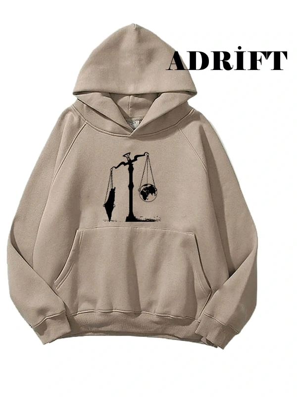 Unisex Kudüs Çığlık Sweatshirt Hoodie Kapşonlu Bej