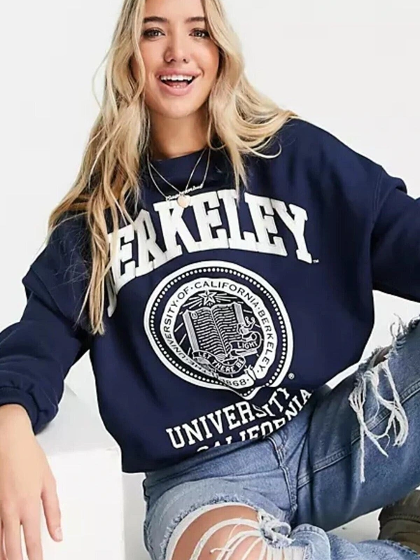 Unisex Lacivert Berkeley Baskılı Oversize Sweatshirt berkeleylacıvert Lacivert