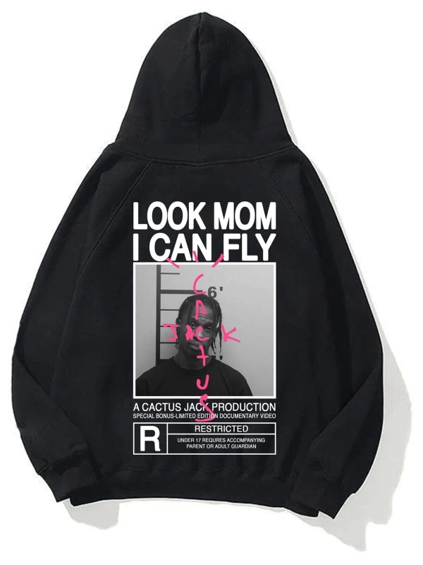Unisex Look Mom I Can Fly Siyah Sweatshirt