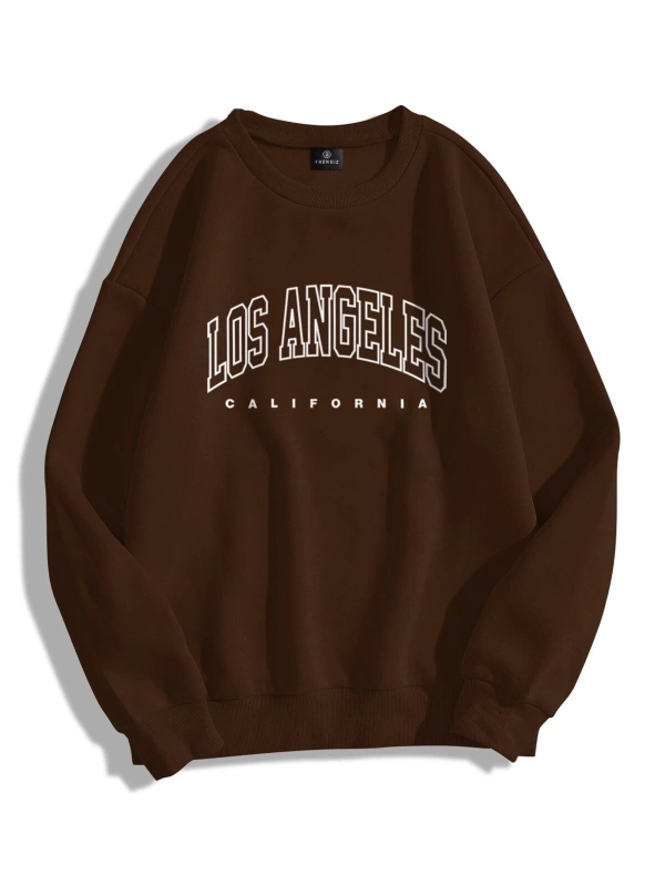 Unisex Los Angeles Bisiklet Yaka Sweatshirt