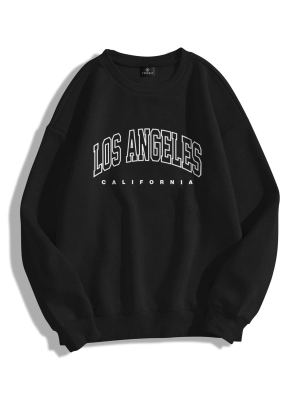 Unisex Los Angeles Bisiklet Yaka Sweatshirt