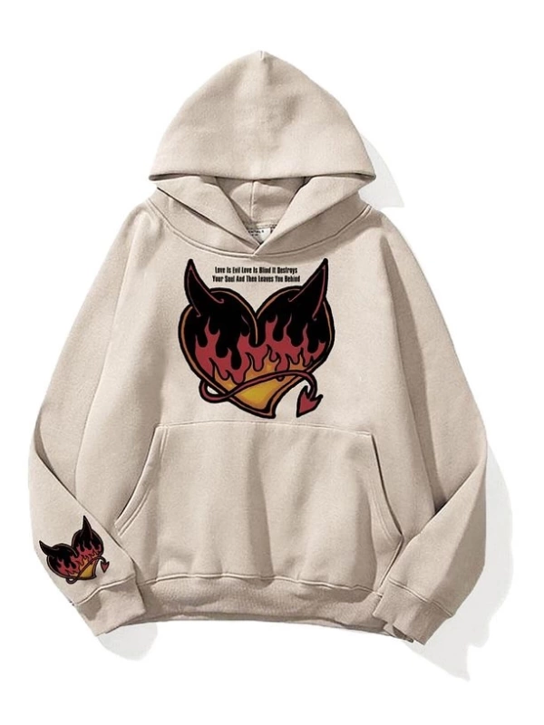 Unisex Love Is Evil Sweatshirt Hoodie Gri