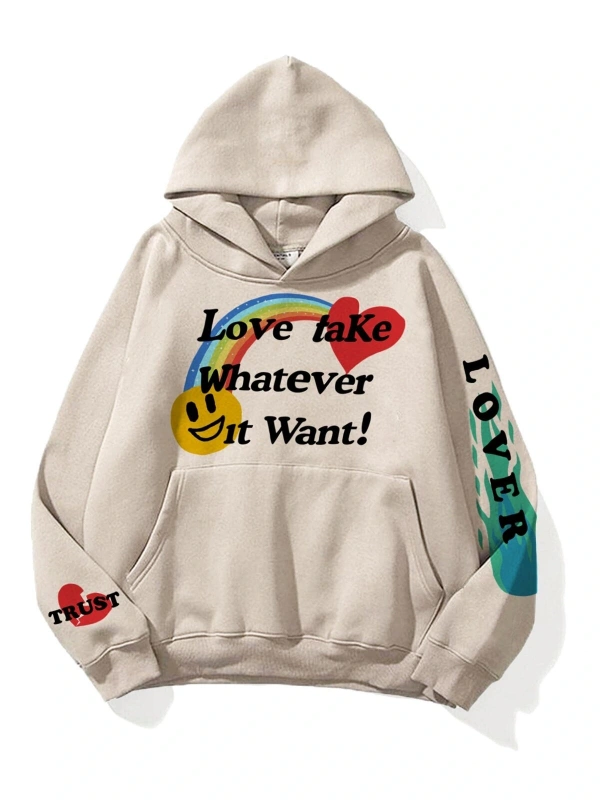 Unisex Love Take Whatever Sweatshirt Hoodie Gri