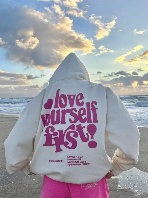 Unisex Love Yourself First! Sweatshirt Beyaz