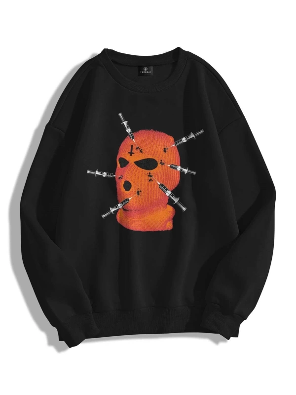 Unisex Maske Bisiklet Yaka Sweatshirt