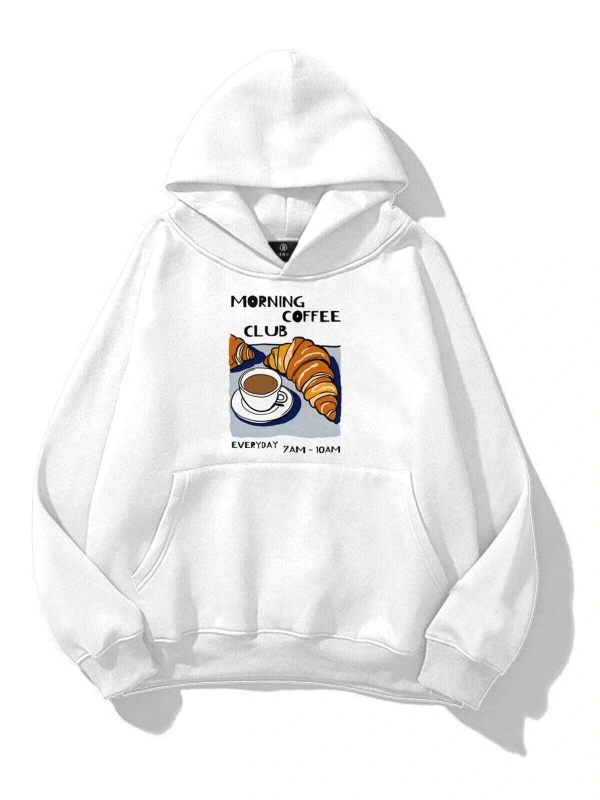 Unisex Morning Coffee Club Sweatshirt Beyaz