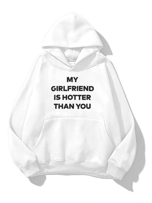 Unisex My Girlfriend Sweatshirt Hoodie Beyaz