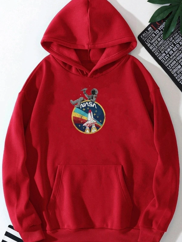 Unisex Nasa Baskılı Sweatshirt KP-BEYAZ-GEMI