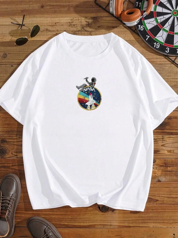 Unisex Nasa Baskılı T-shirt