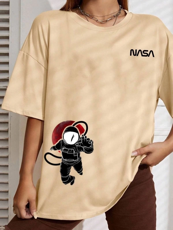 Unisex Nasa Baskılı T-shirt