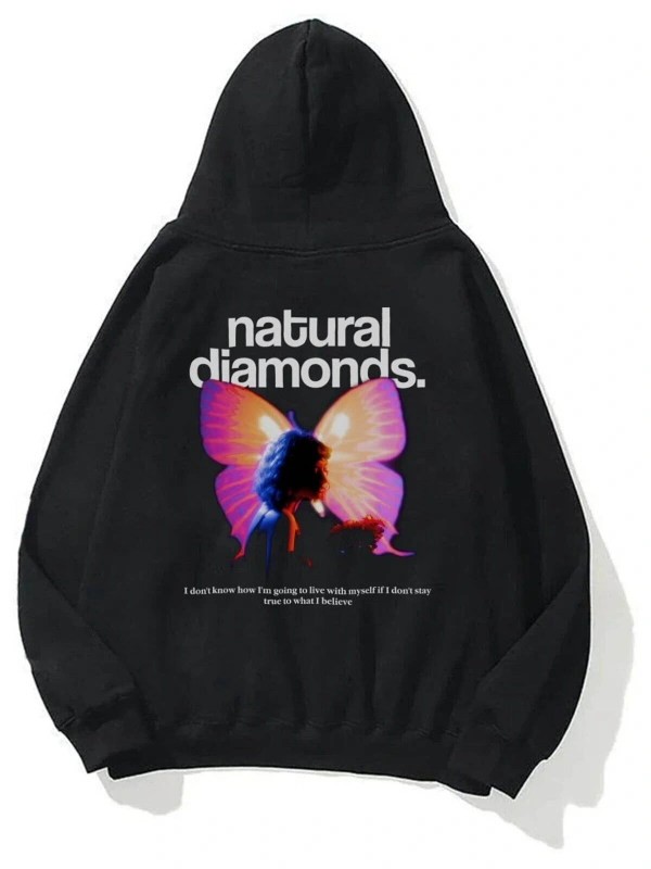 Unisex Natural Diamonds Sweatshirt Hoodie Siyah