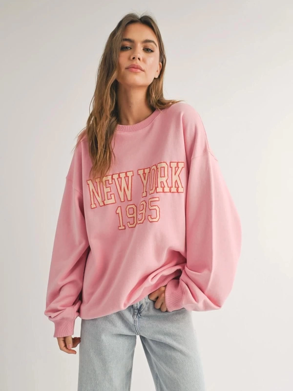Unisex New York 1995 Bisiklet Yaka Sweatshirt