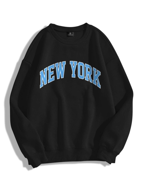 Unisex New York Bisiklet Yaka Sweatshirt