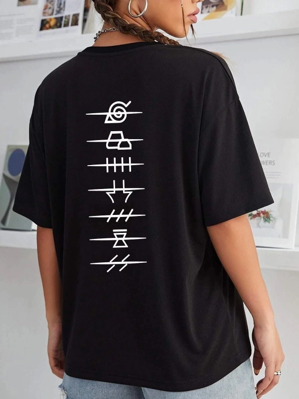 Unisex Ninja Akatsuki Baskılı T-shirt