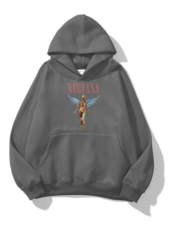 Unisex Nirvana Utero Sweatshirt Hoodie Gri