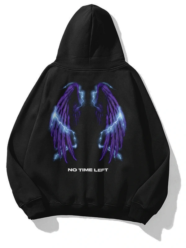 Unisex No Time Left Sweatshirt Hoodie Siyah